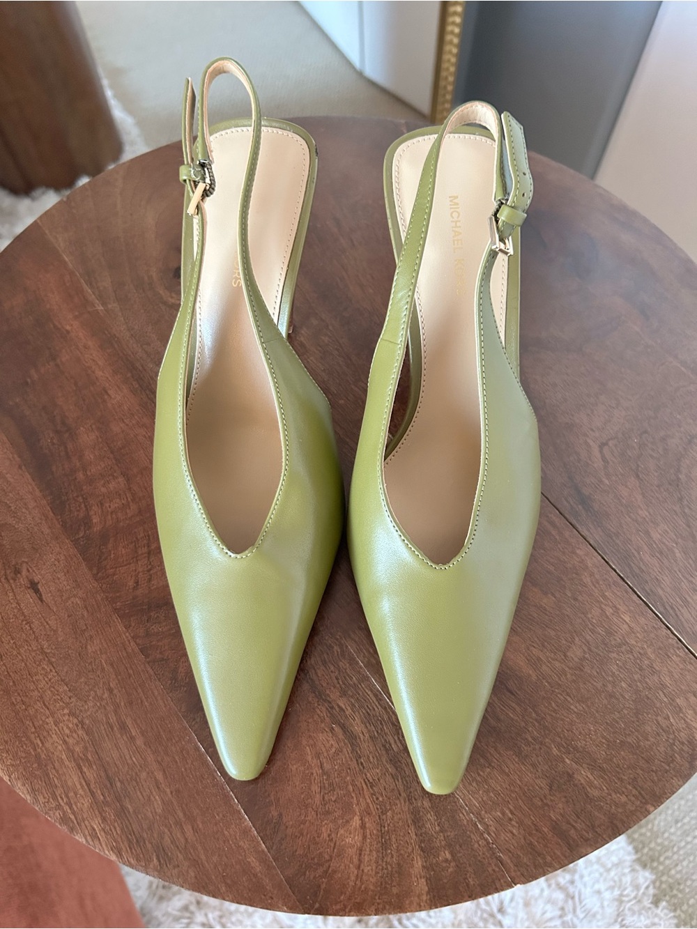 MICHAEL Michael Kors Olive Green Pointed Slingback Mules